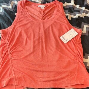 Athleta Coral Sz XL Tank Ruching on the sides lightweight breathable fabric